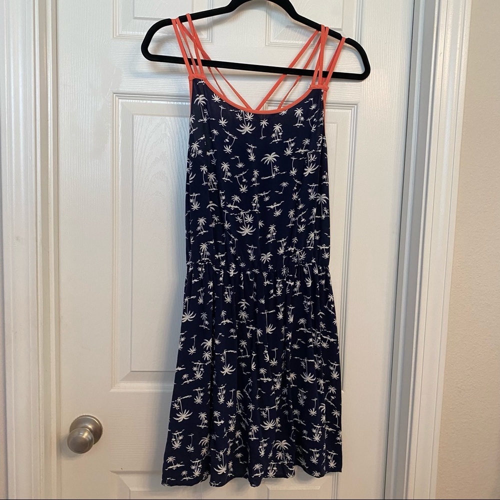 Summer Dress - Palm Tree Navy Orange